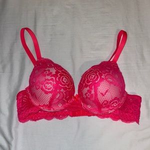 pink lace double pushup bra, size 32B